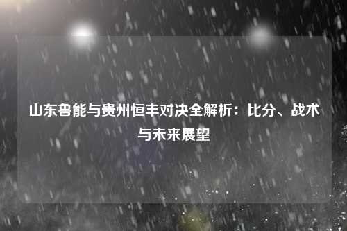 山东鲁能与贵州恒丰对决全解析:比分、战术与未来展望